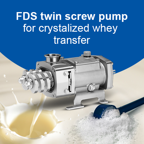 FDS Twin Screw Pump for crystalized whey transfer to balance tank and dryer feed